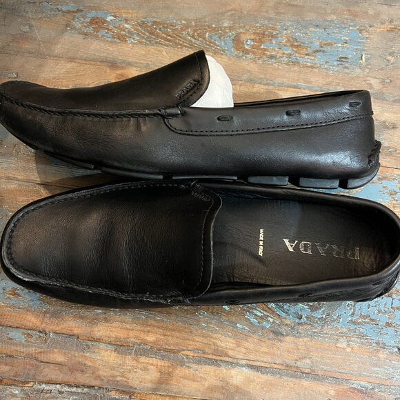 PRADA Men\'s Saffiano Leather Penny Drivers, SZ 9 main image 4